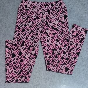 LuLaRoe Kids Leggings - Pink and Black Heart Pattern